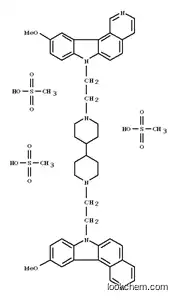 Molecular Structure of 136910-89-9 (7,7-((4,4-Bipiperidine)-1,1-diyldi-2,1-ethanediyl)bis(10-methoxy-7H-pyrido(4,3-c)carbazole,tetramethanesulfonate)